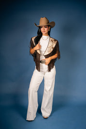 Cowhide Diamond Fringe Vest