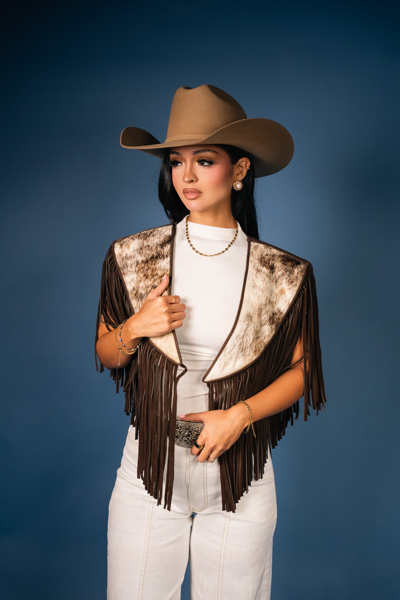 Cowhide Diamond Fringe Vest