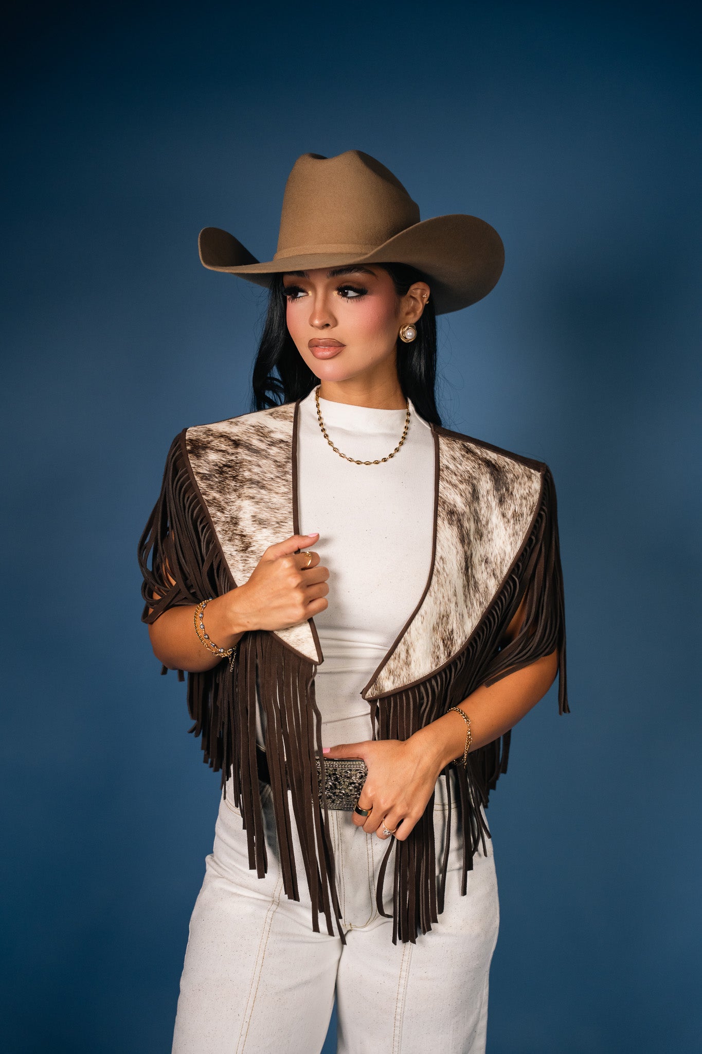 Cowhide Diamond Fringe Vest