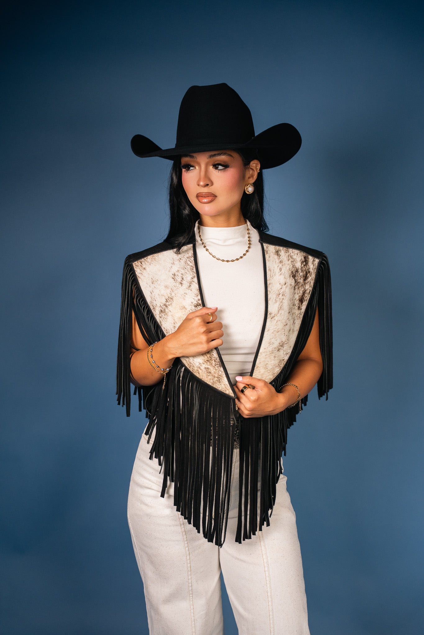 Cowhide Diamond Fringe Vest