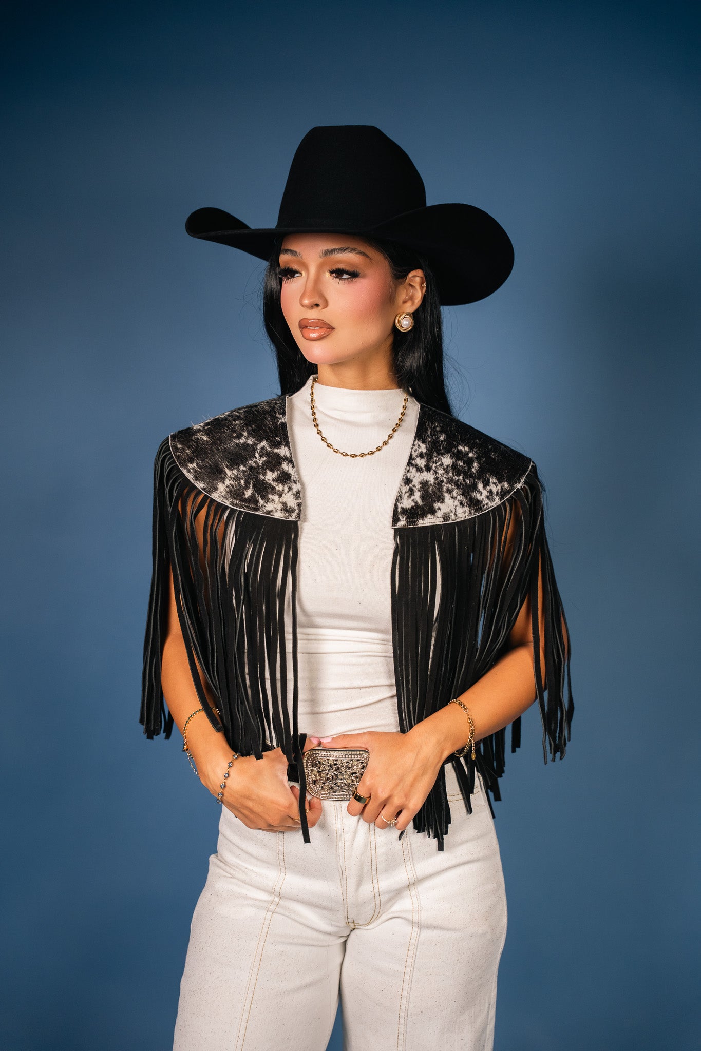 Cowhide Round Fringe Vest
