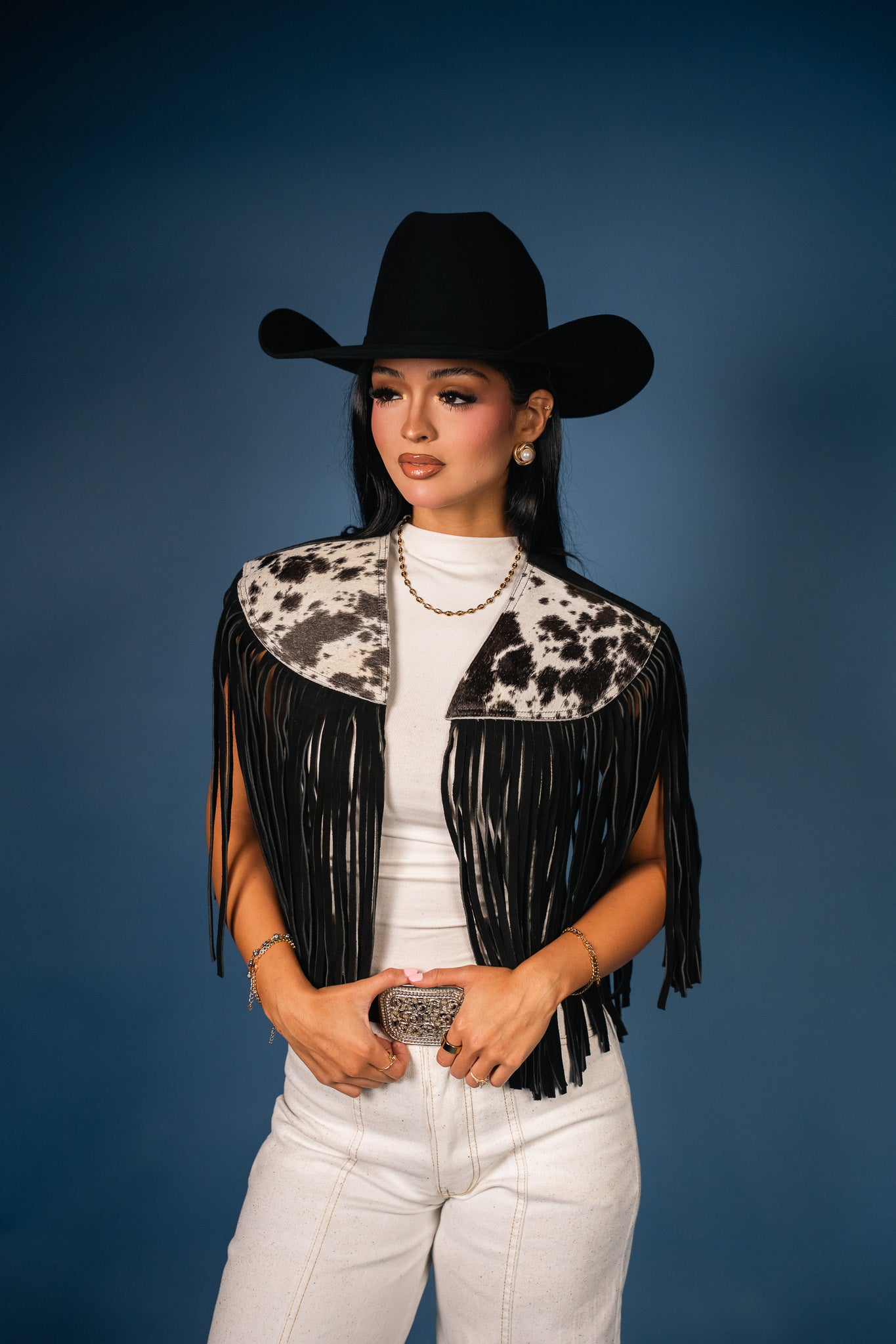 Cowhide Round Fringe Vest