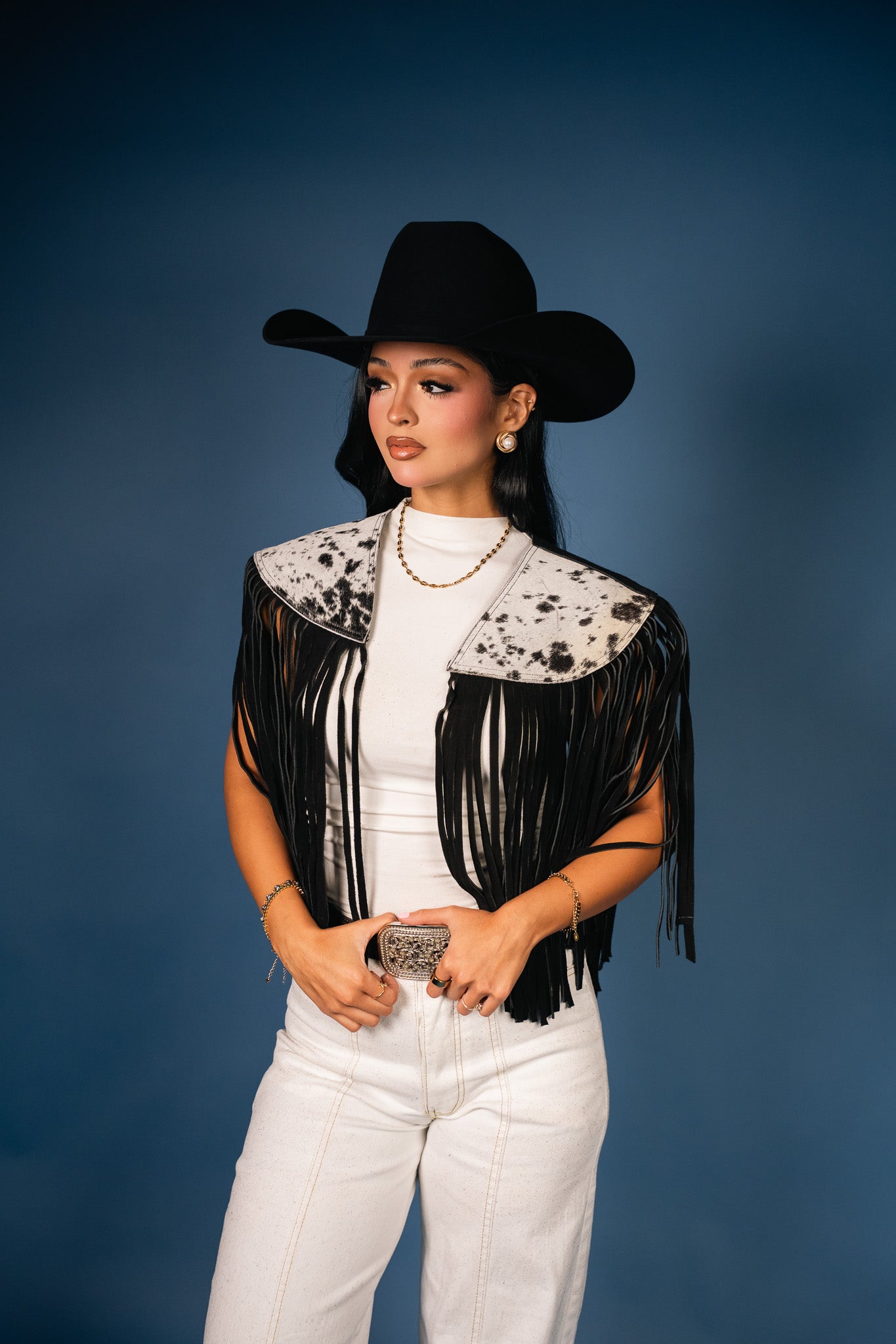 Cowhide Round Fringe Vest