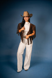 Saddle Studded Fringe Vest