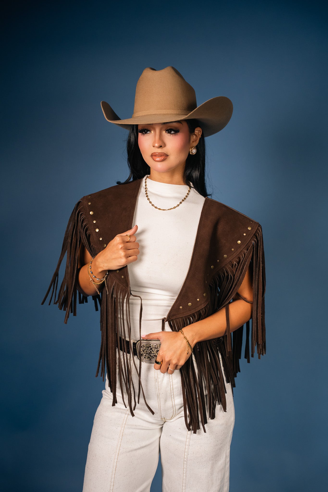 Saddle Studded Fringe Vest