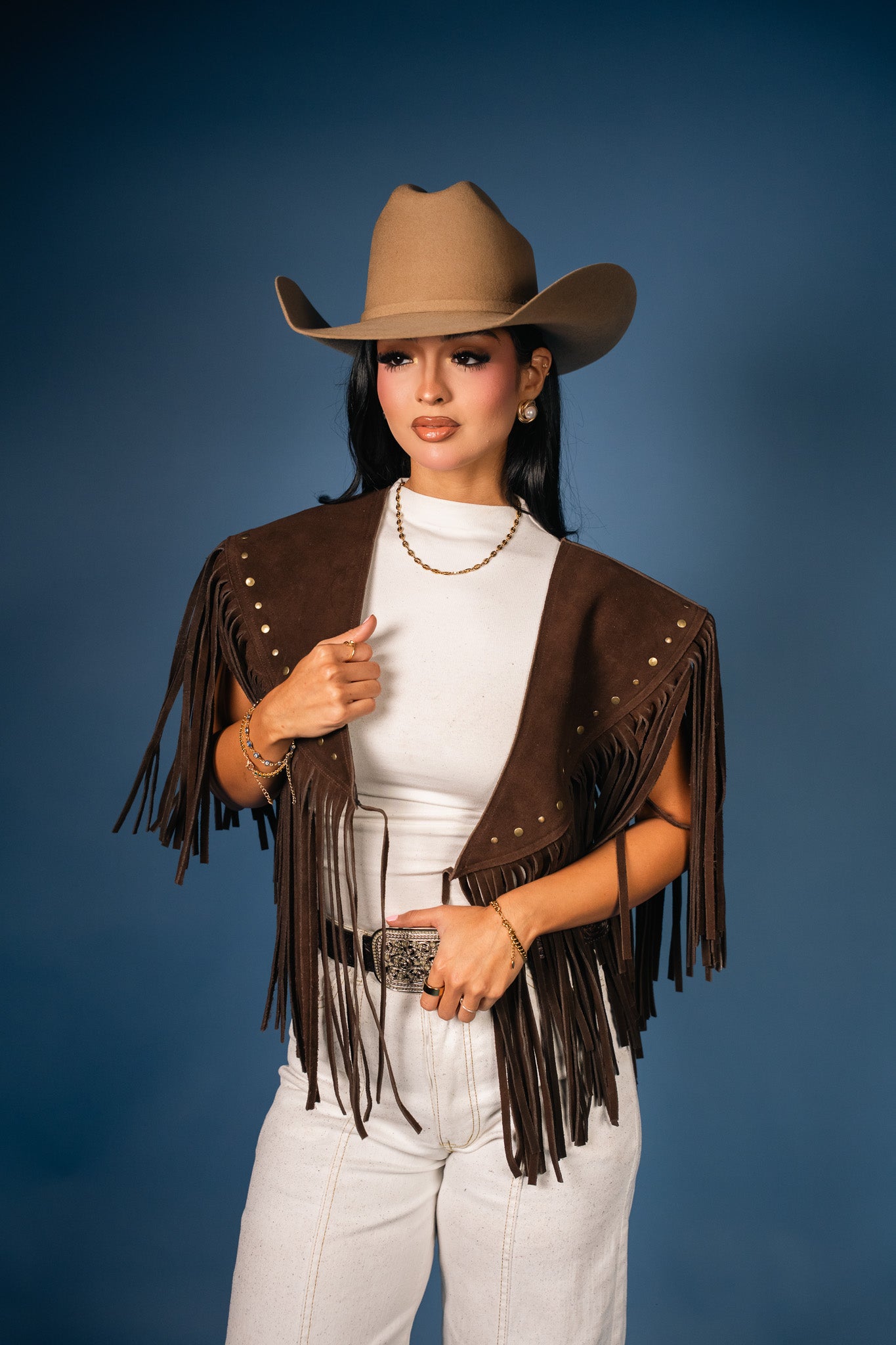 Saddle Studded Fringe Vest