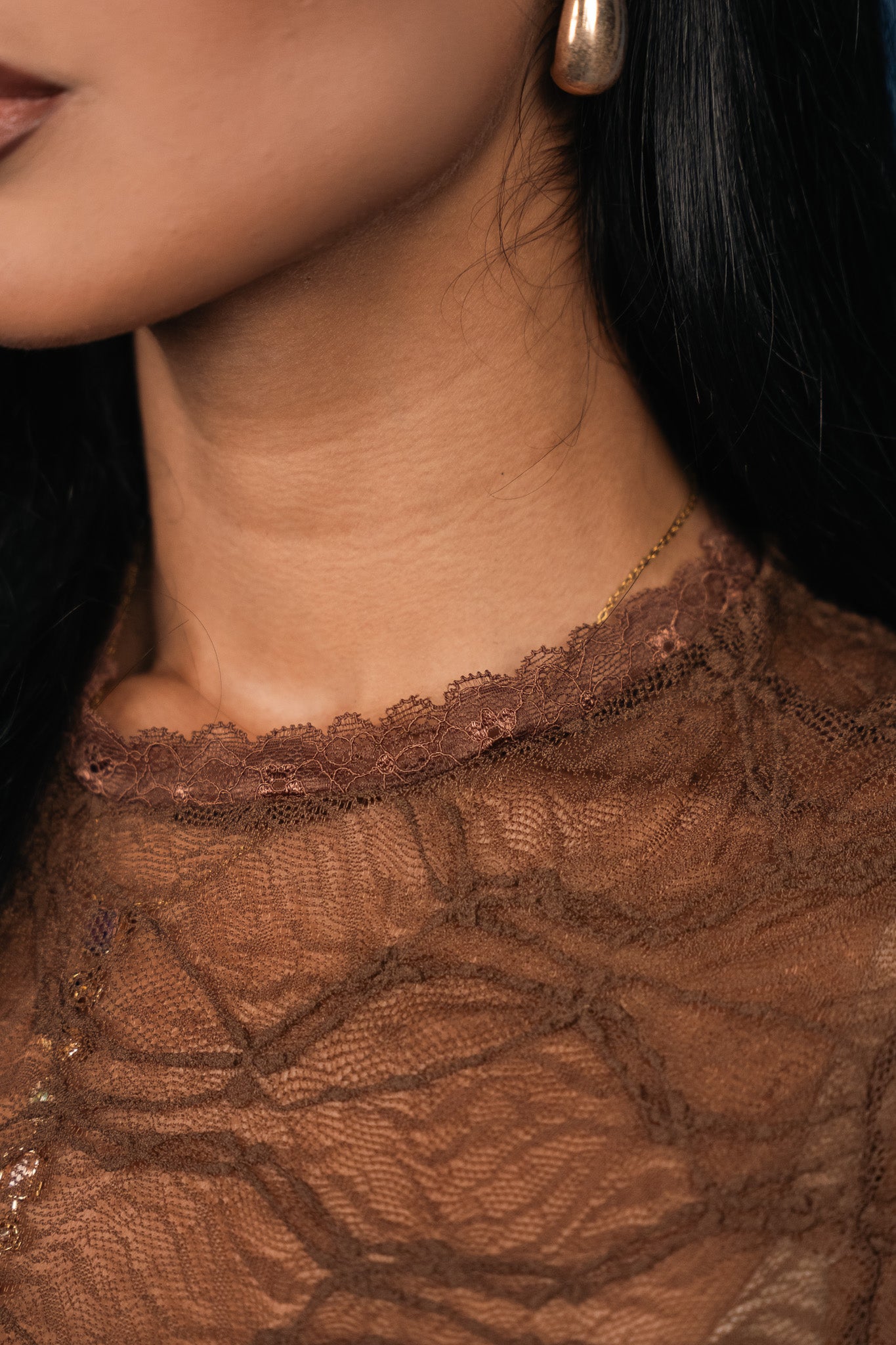 Kimberly Sheer Lace Mesh Short Sleeve Top