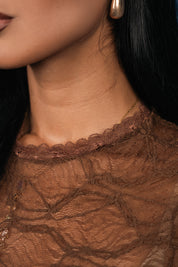 Kimberly Sheer Lace Mesh Short Sleeve Top