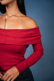 Cozy Ribbed Off-the-Shoulder Top