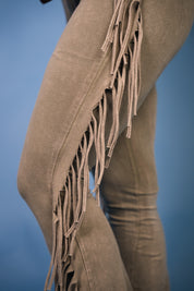 Mineral Washed Fringed Jumpsuit
