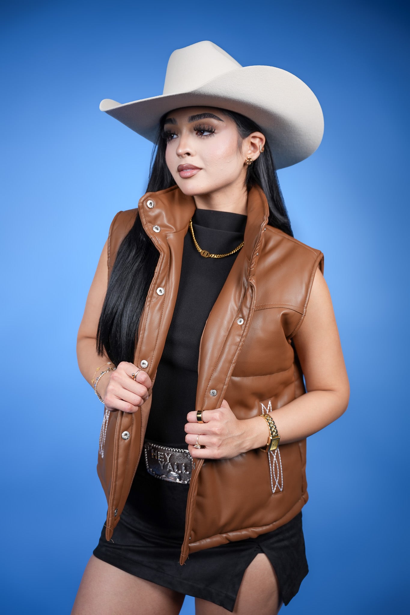 Modern Boot Stitch Leather Vest