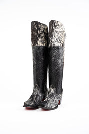 Amour Cowhide Knee High Snip Toe Cowgirl Boot Size 6.5 Box CU13