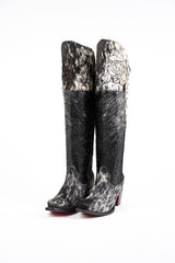 Amour Cowhide Knee High Snip Toe Cowgirl Boot Size 6.5 Box CU13