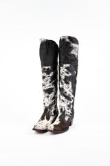 Amour Cowhide Knee High Snip Toe Cowgirl Boot Size 7.5 Box CU14