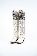 Amour Cowhide Knee High Snip Toe Cowgirl Boot Size 8 Box CU15