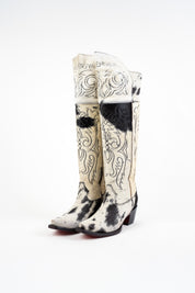 Amour Cowhide Knee High Snip Toe Cowgirl Boot Size 8 Box CU16