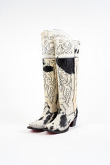 Amour Cowhide Knee High Snip Toe Cowgirl Boot Size 8 Box CU16