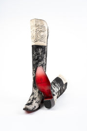 Amour Cowhide Knee High Snip Toe Cowgirl Boot Size 9 Box CU18