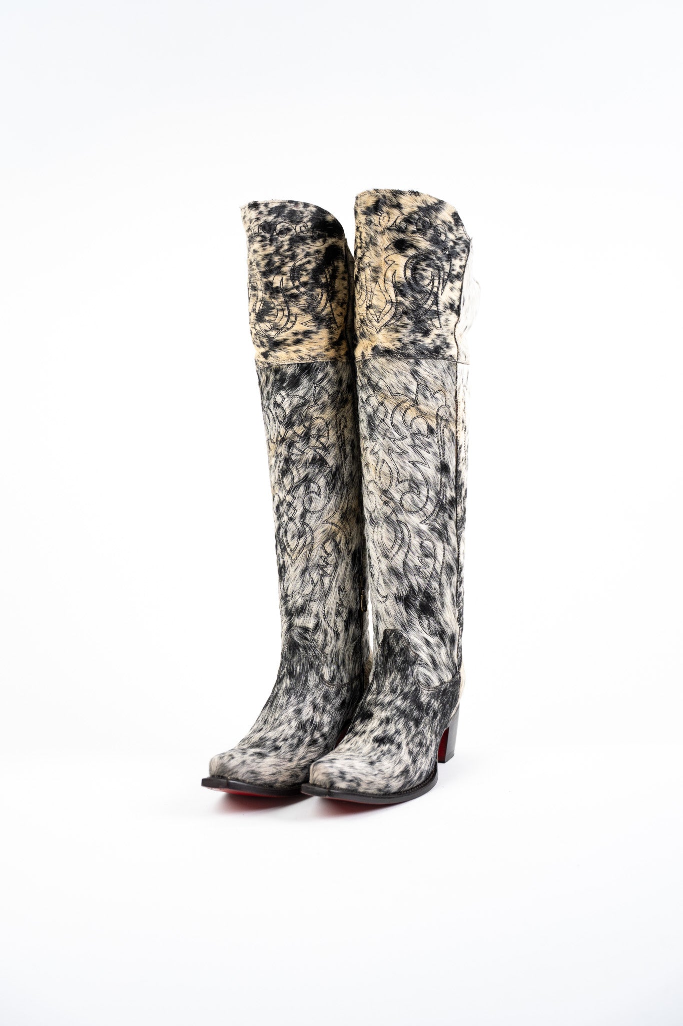 Amour Cowhide Knee High Snip Toe Cowgirl Boot Size 9.5 Box CU19