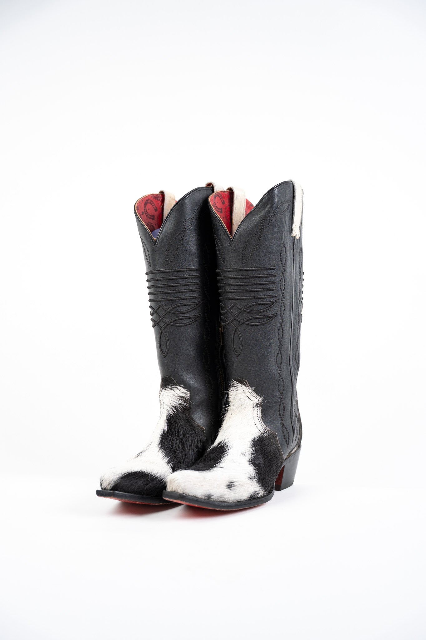 Dalia Midi Cowhide Red Bottom Wide Calf Snip Toe Cowgirl Boot Size 9.5 Box CU21
