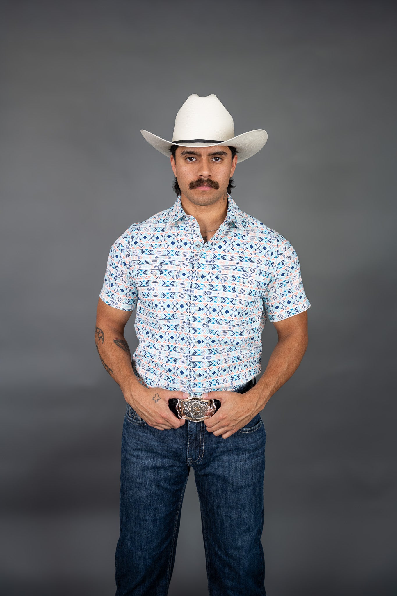 Roper Horizontal Aztec Short Sleeve Pearl Snap