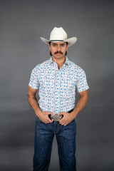 Roper Horizontal Aztec Short Sleeve Pearl Snap