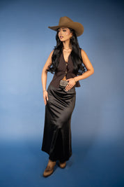 Elaine Satin Elastic Waist Skirt