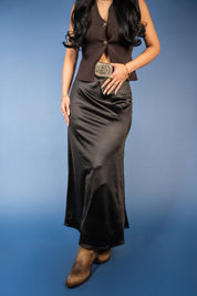 Elaine Satin Elastic Waist Skirt