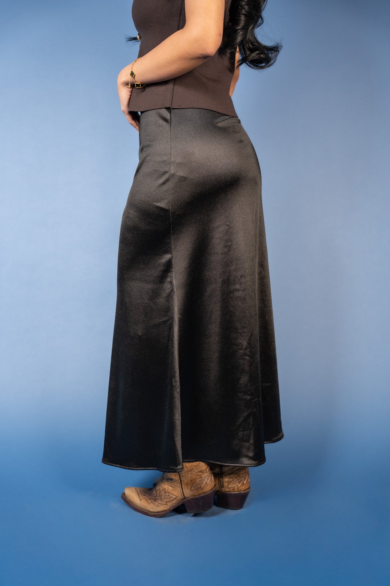 Elaine Satin Elastic Waist Skirt
