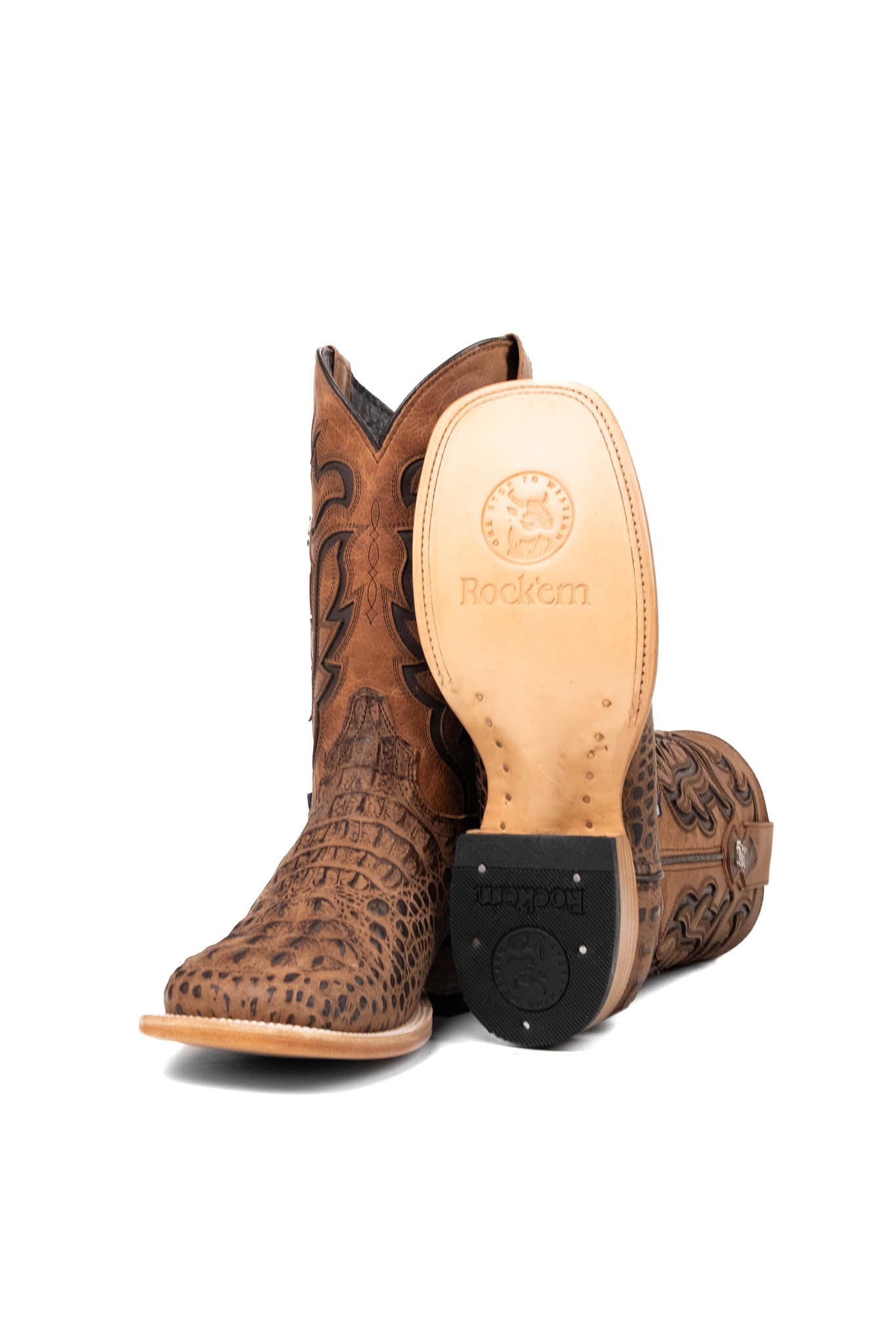 Bruce Matte Caiman Hornback Square Toe Cowboy Boot