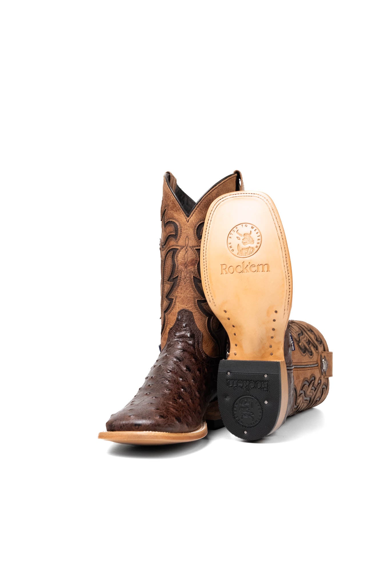 Bruce Ostrich Square Toe Cowboy Boot