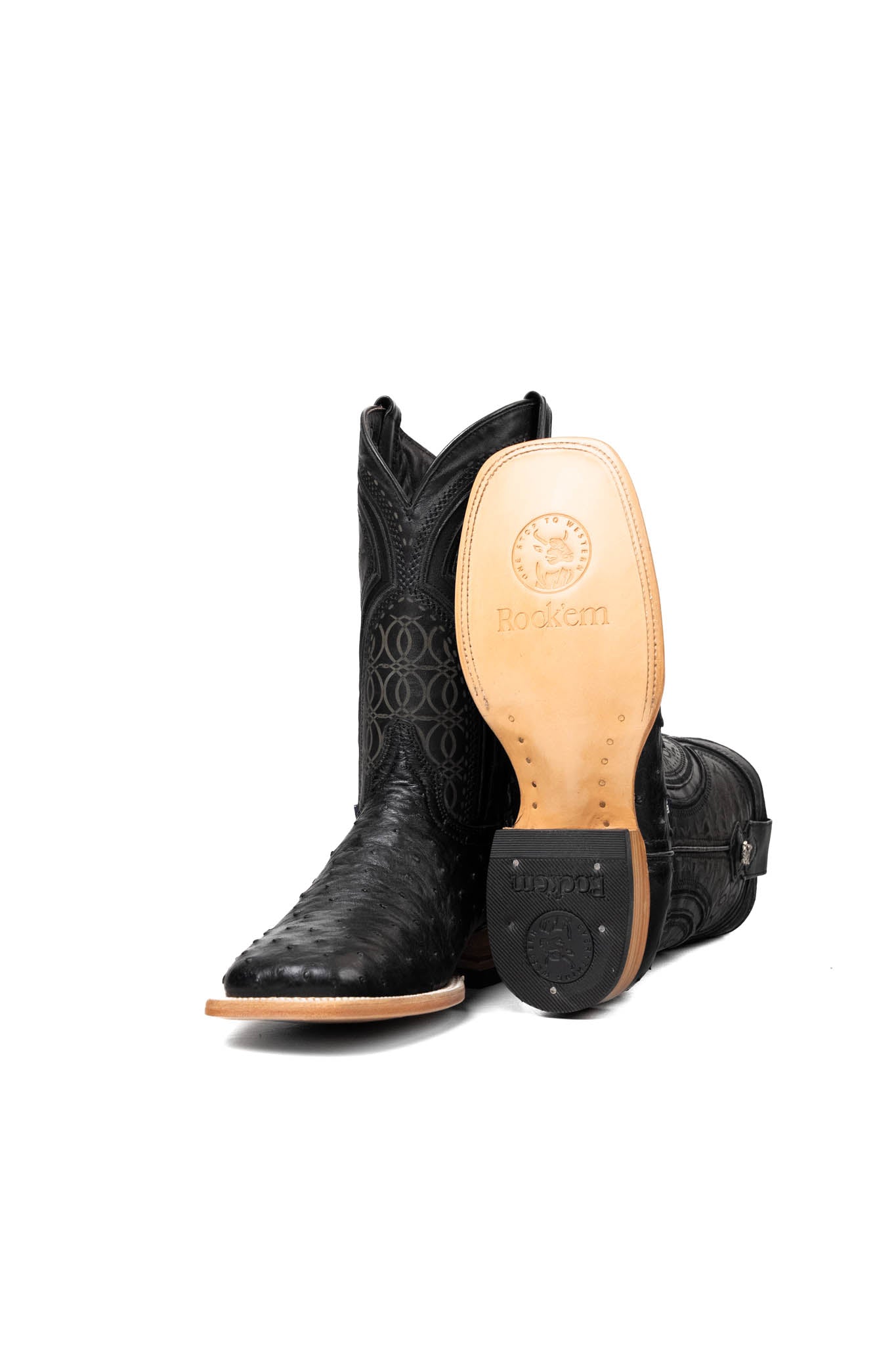 Walter Ostrich Exotic Square Toe Cowboy Boot