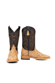 Bruce Ostrich Square Toe Cowboy Boot