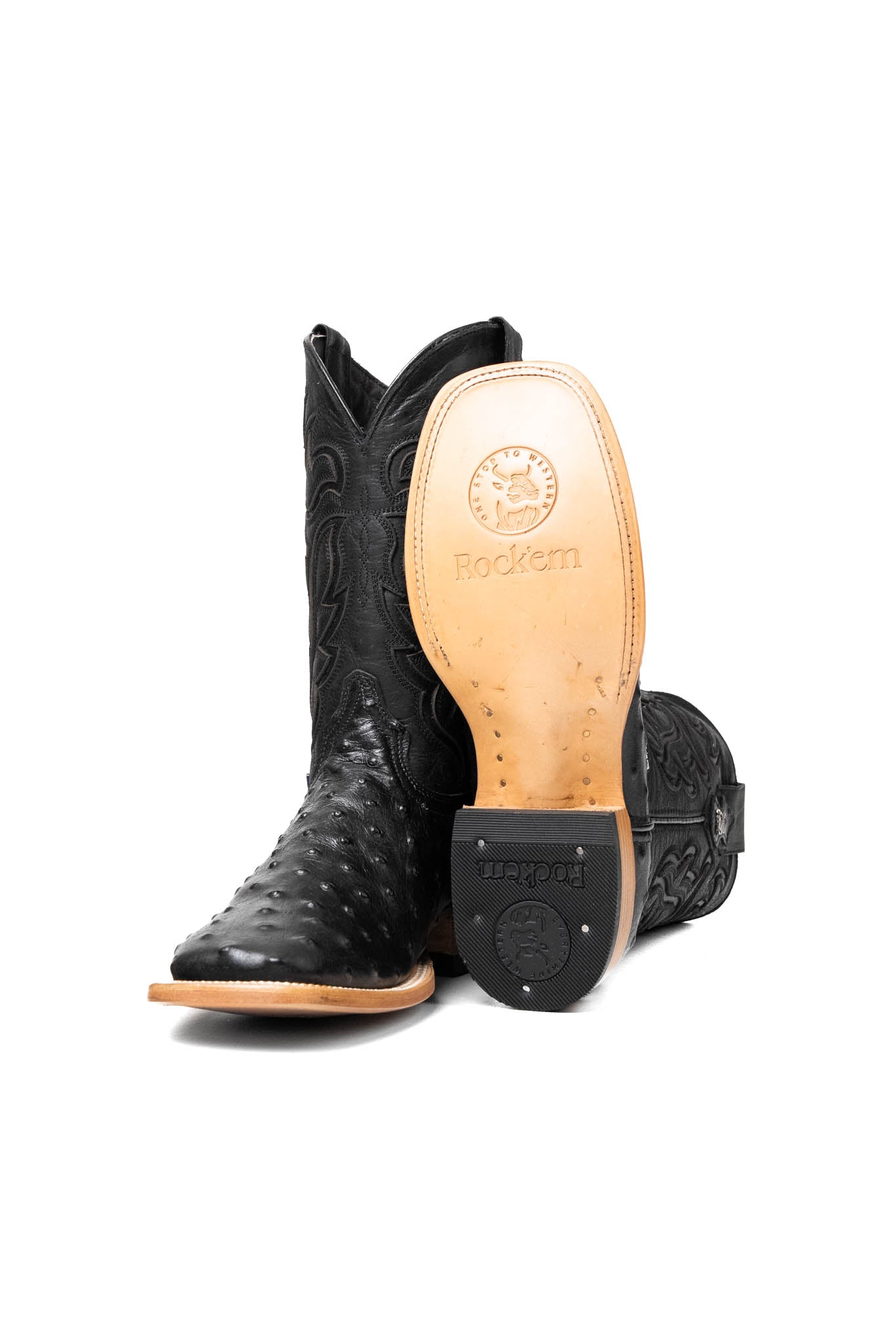 Bruce Ostrich Square Toe Cowboy Boot