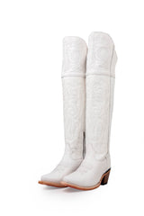 Amour Knee High Red Bottom Snip Toe Cowgirl Boot