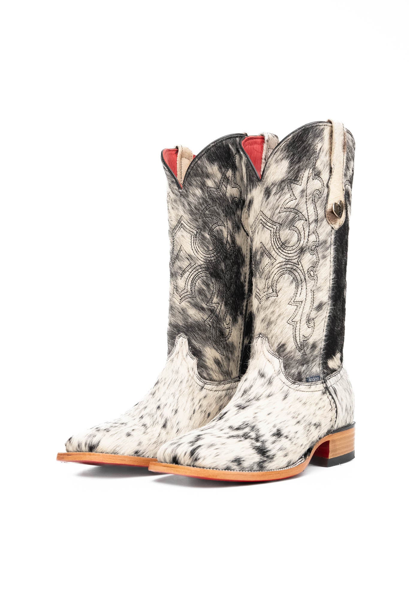 Katherine Cowhide Red Bottom Square Toe Cowgirl Boot Size 8.5 Box NW57
