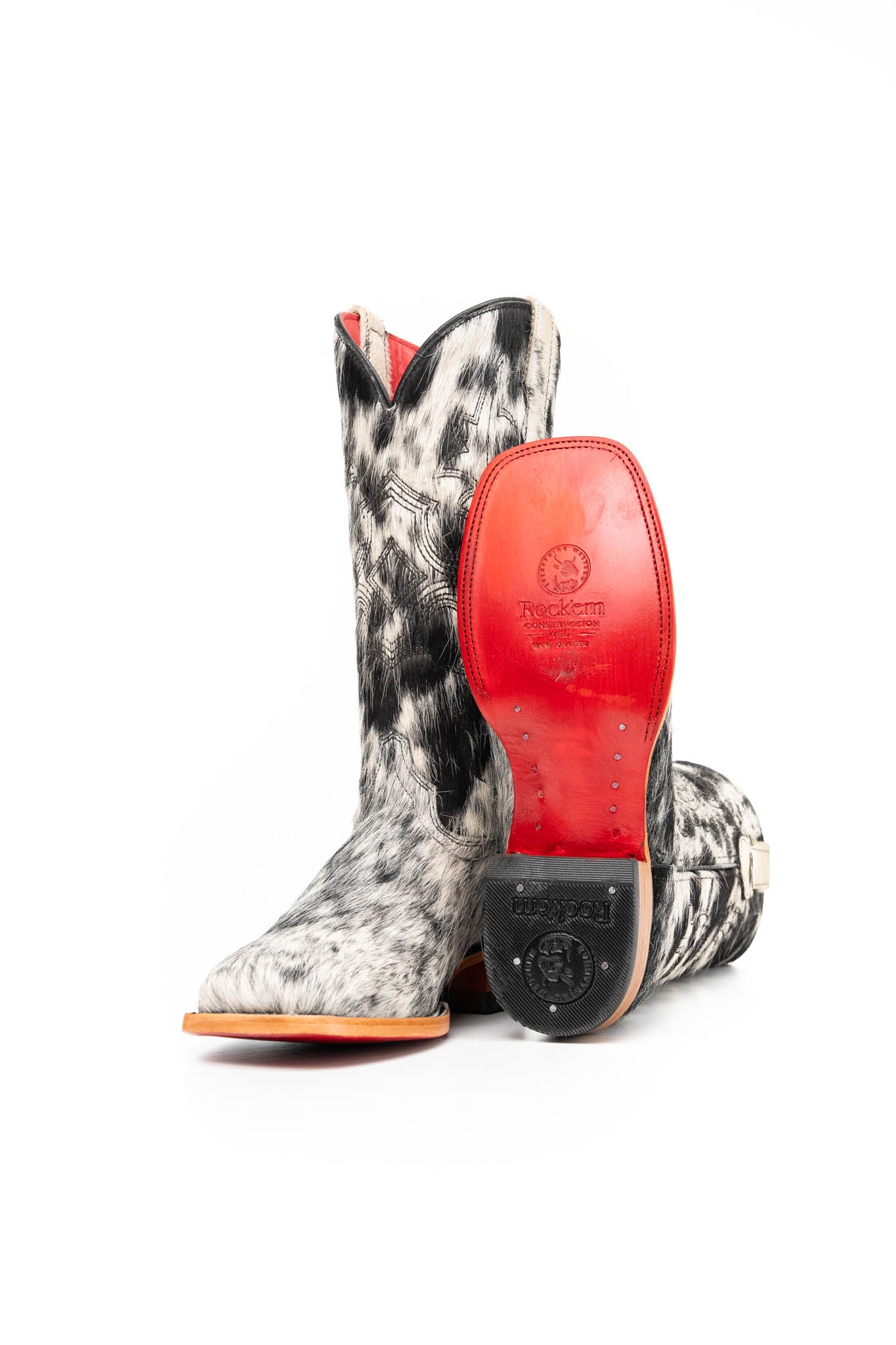 Katherine Cowhide Red Bottom Square Toe Cowgirl Boot Size 8.5 Box NW58