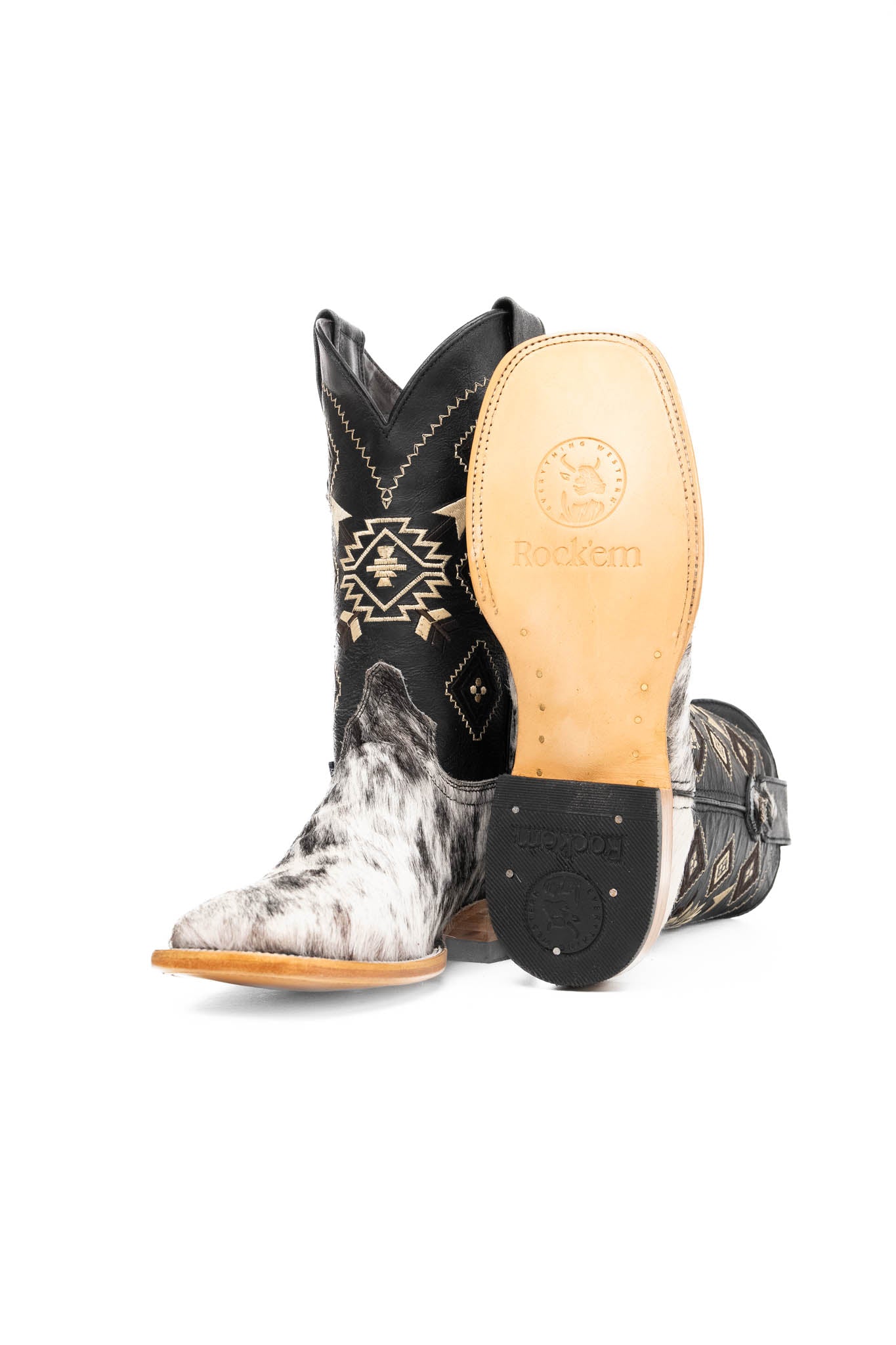 Men's Cowhide Square Toe Cowboy Boot Size 8 Box NM75