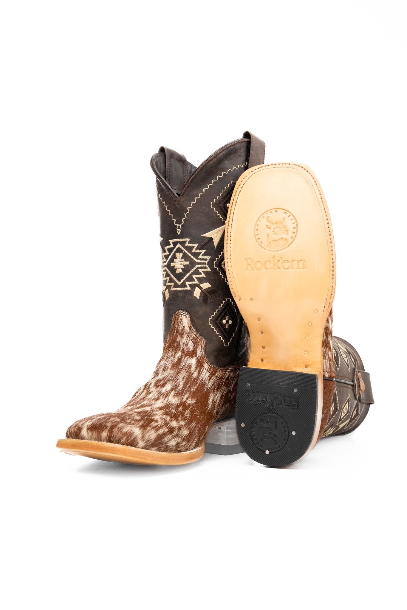 Men's Cowhide Square Toe Cowboy Boot Size 7.5 Box NM94