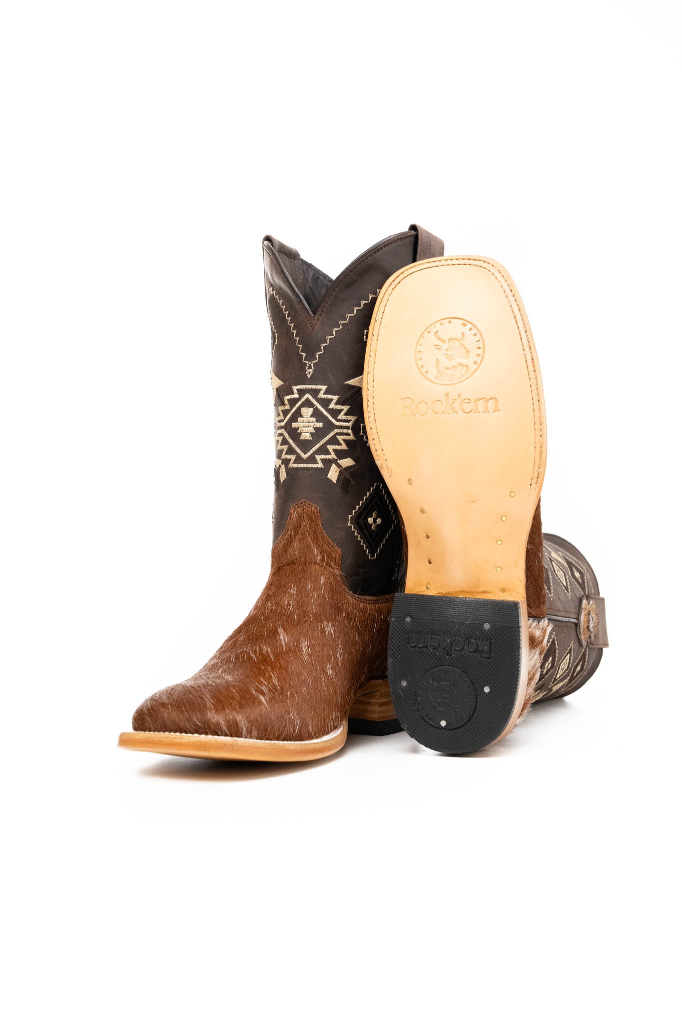 Men's Cowhide Square Toe Cowboy Boot Size 8 Box NM96
