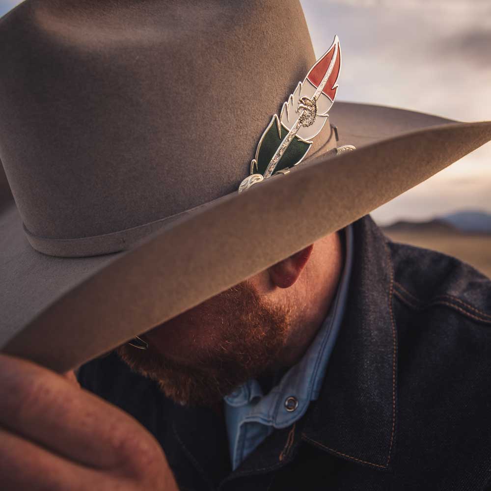 Montana Hat Feathers Mexico Flag Hat Feather Silver