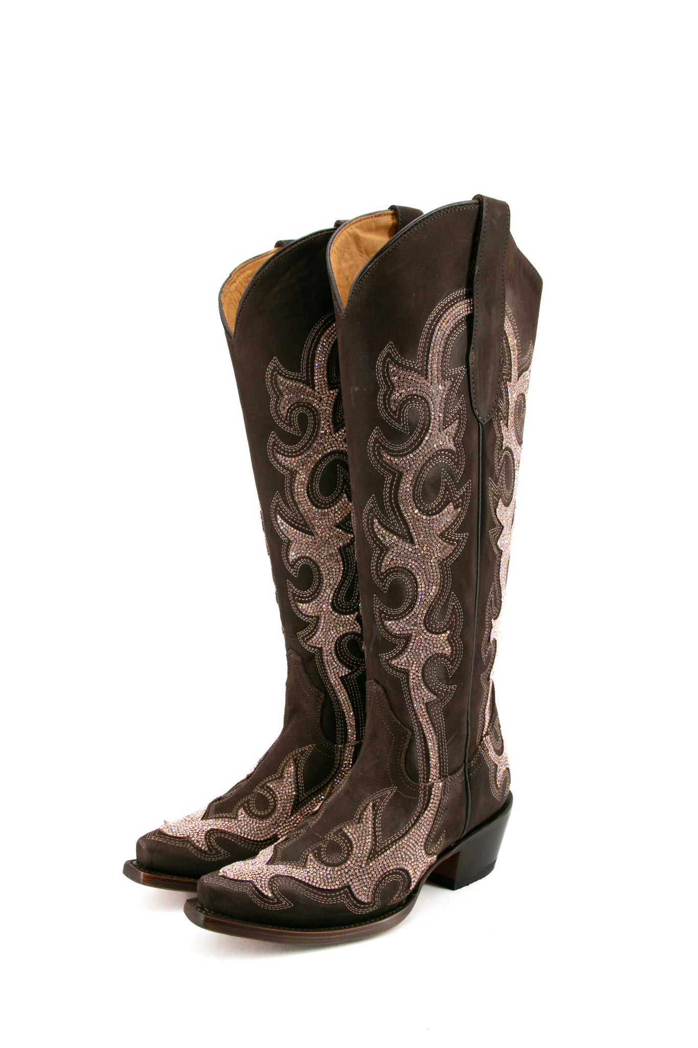 Azalea Rhinestone Nobuck Tall Cowgirl Boots