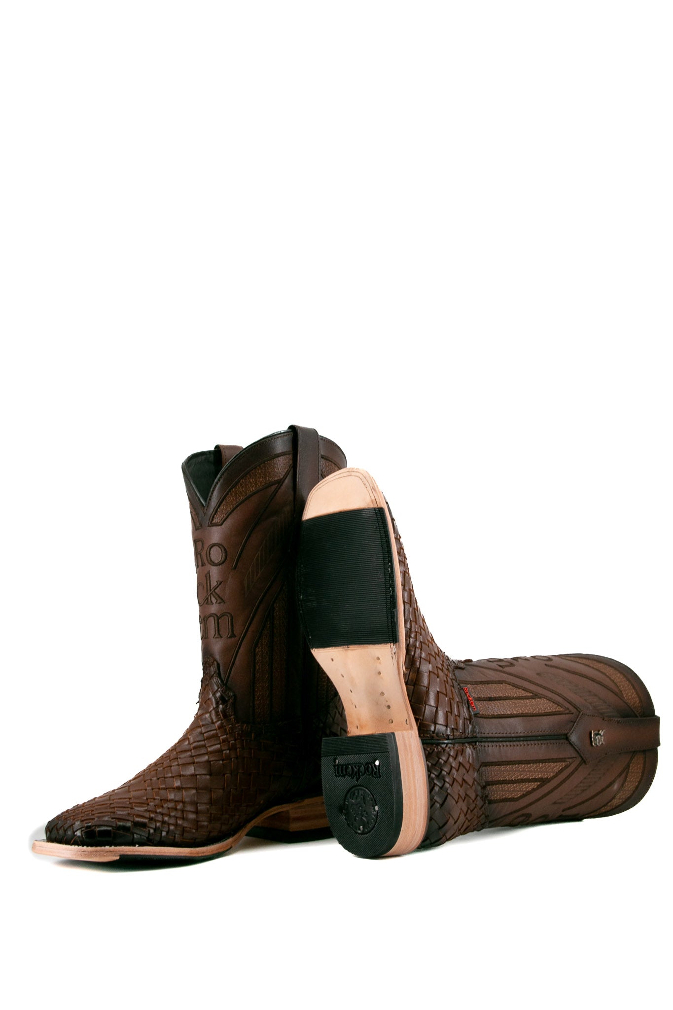 Basketweave Square Toe Cowboy Boot