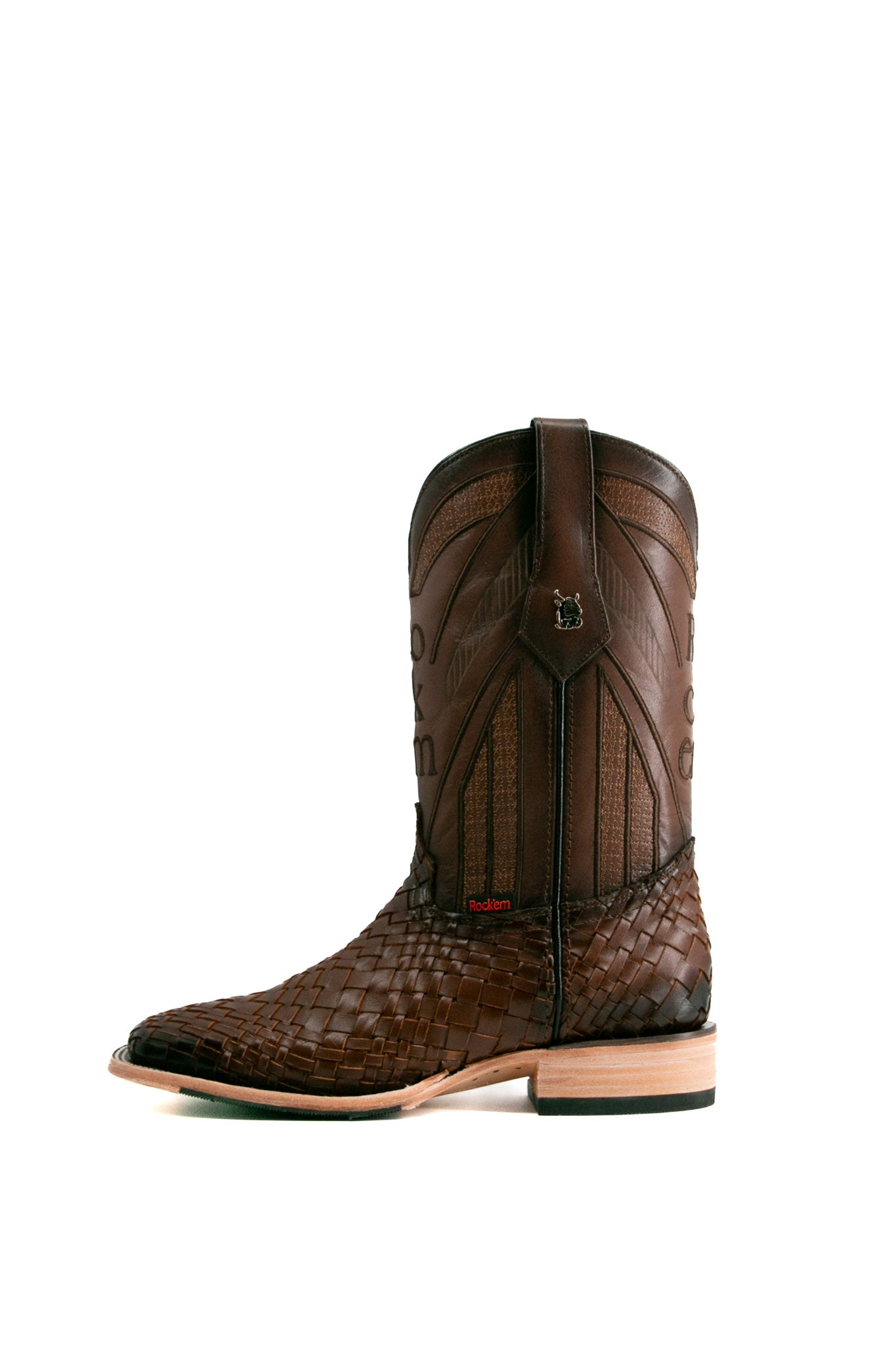 Basketweave Square Toe Cowboy Boot