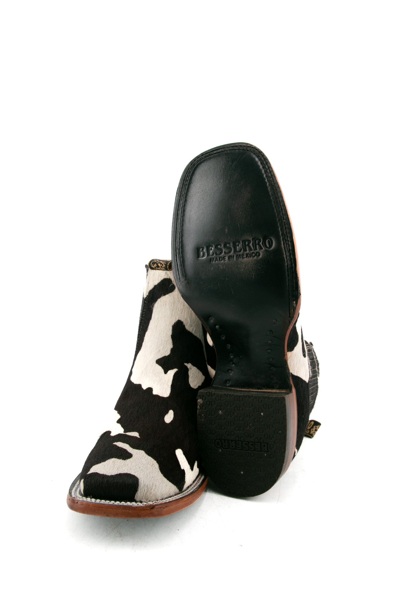 Bessero Cuero Pelo de Vaca Square Toe Botin