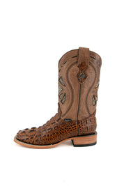 Caiman Tail Hornback Square Toe Cowboy Boot