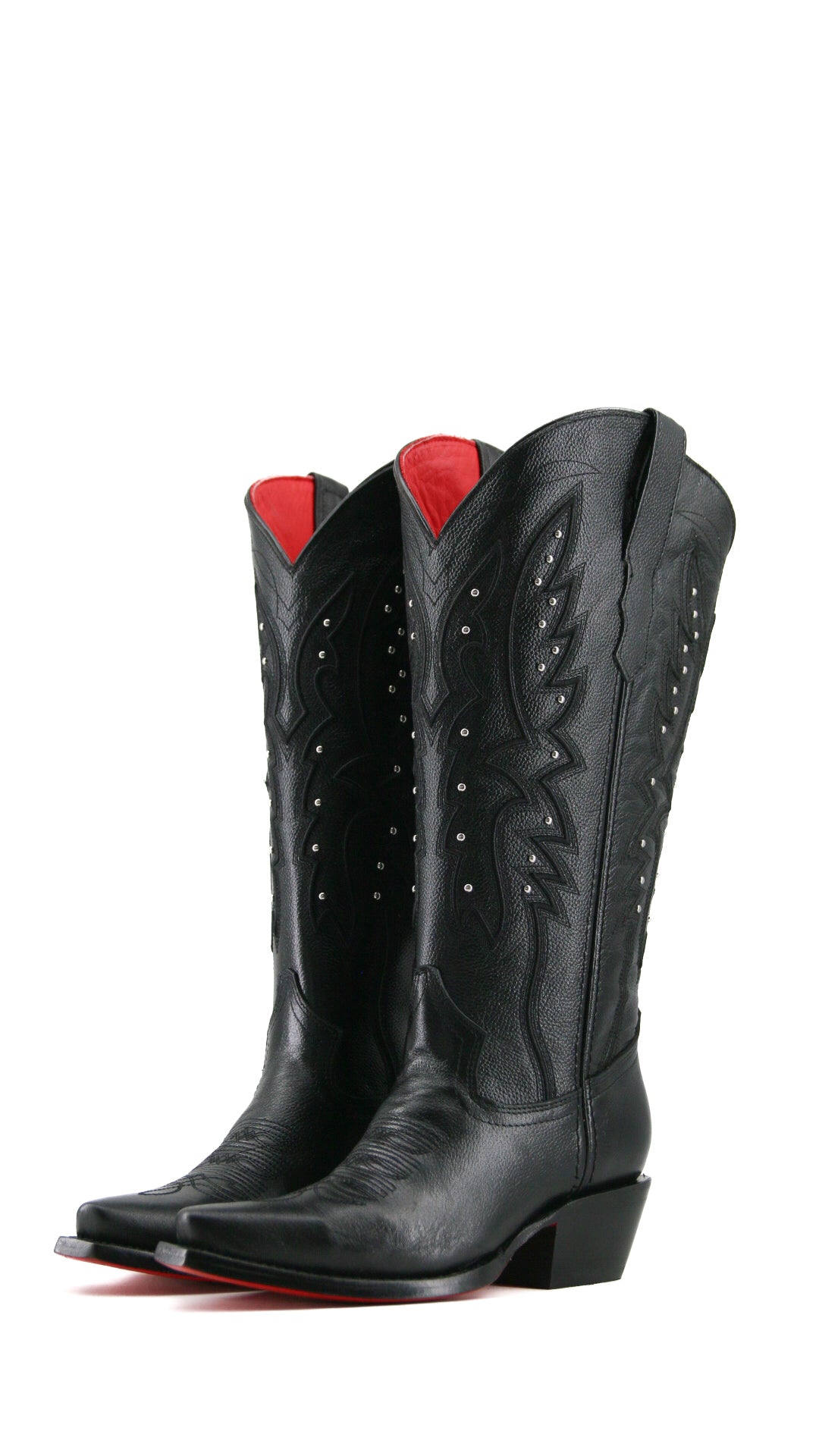 Alexa Red Bottom Snip Toe Midi Wide Calf Cowgirl Boot