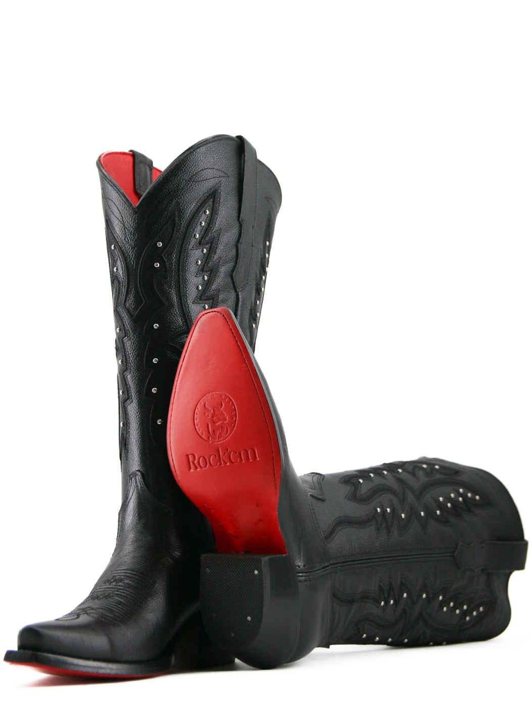 Alexa Red Bottom Snip Toe Midi Wide Calf Cowgirl Boot