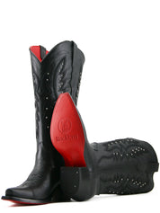 Alexa Red Bottom Snip Toe Midi Wide Calf Cowgirl Boot