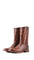 The brown Clone Python Matte Rodeo Cowboy Boot features genuine leather in matte brown, a rodeo toe, smooth leather vamp, brown shaft with orange embroidered, rubber heel, and leather sole.